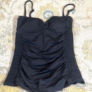 ⭐️Captiva Swimwear, Black, Ruched Tankini Top, Excellent Condition, Size 10/M